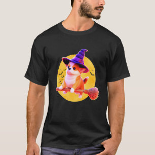 Camiseta Roupa de Halloween de Corgi Fofo para Homens Mulhe
