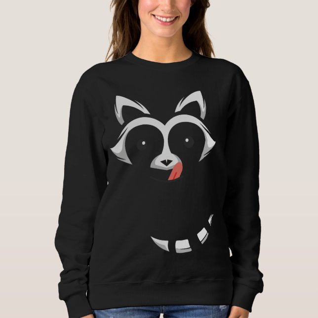 Camiseta Roupa De Halloween De Rosto De Raccoon Com Cauda (Frente)