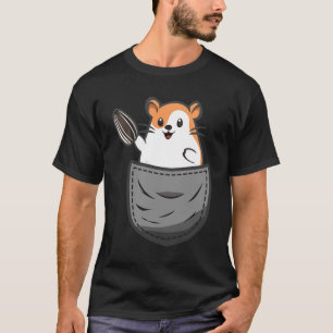 Camiseta roupa de hamster de ouro no bolso da mama