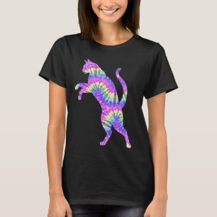 Camiseta Roupa de Hippie Colorida de Gato Engraçado Hipster