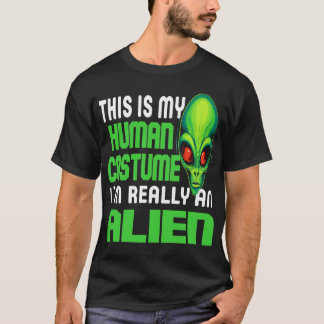 Camiseta Roupa de Humano Amante de Alien Engraçada Piada de