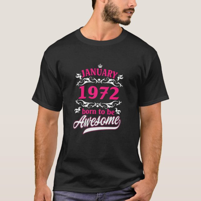 Camiseta Roupa de Janeiro de 1972 para as mulheres (Frente)