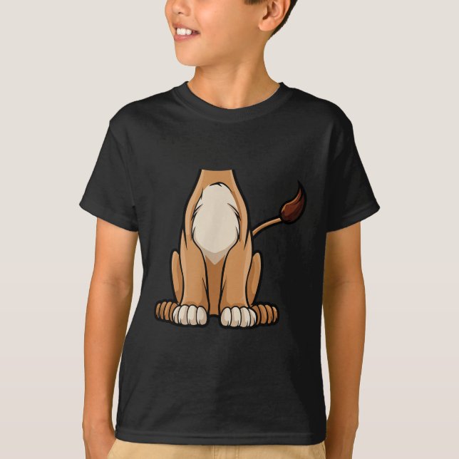 Camiseta Roupa De Leão Halloween Fodora De Crianças Simples (Frente)