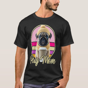 Camiseta Roupa de Mãe Pug Fantasia Cachorrinho Retrô Mãe Ra