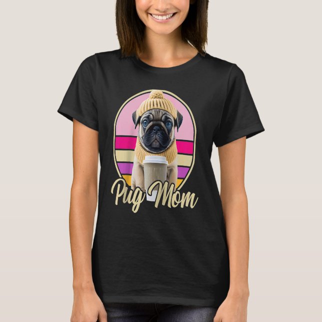 Camiseta Roupa de Mãe Pug Fantasia Cachorro Retro Ragl (Frente)