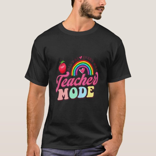 Camiseta Roupa de Modo Professor Arco-íris da Apple Para Pr (Frente)