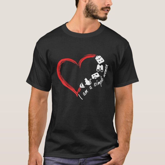Camiseta Roupa de Mulher Simples Camping Rv Gata Mãe (Frente)