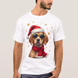 Camiseta Roupa de Natal Luzes de Natal Cachorro Boxer Engra