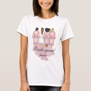 Camiseta roupa de noiva monograma rosa para as damas de hon