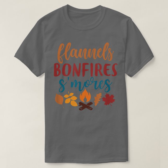 Camiseta Roupa de outono, Flannels Bonfire Smores, outono (Frente do Design)