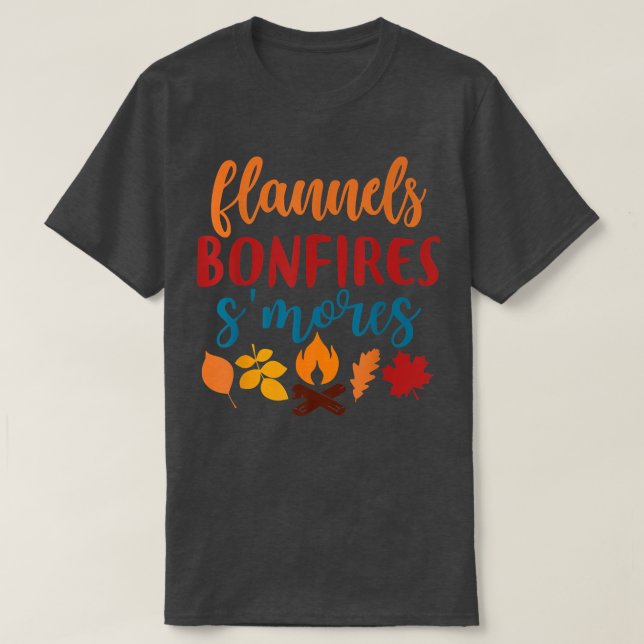 Camiseta Roupa de outono, Flannels Bonfire Smores, outono (Frente do Design)