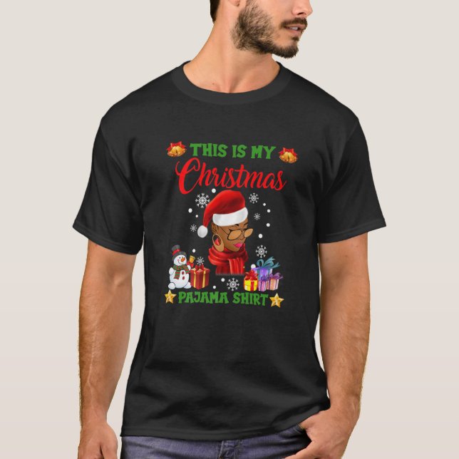 Camiseta Roupa de Papai noel de Natal para  africano negro (Frente)