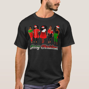 Camiseta Roupa de Papai noel de Natal para africano negro