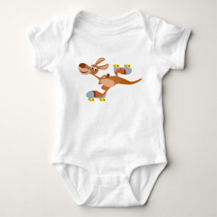 Camiseta Roupa de patinagem do bebê do canguru dos desenho