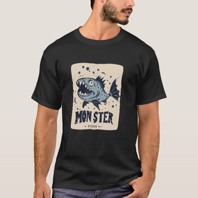 Camiseta Roupa de Peixe Monstro Divertida para Crianças Leg (Frente)