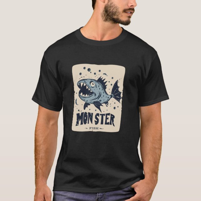 Camiseta Roupa de Peixe Monstro Divertida para Crianças Leg (Frente)