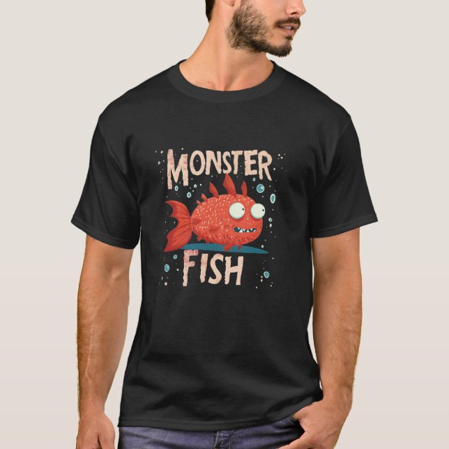 Camiseta Roupa de Peixe Monstro Divertido (Frente)