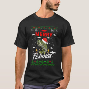 Camiseta Roupa de Peixes de Natal PESCADORES, Feliz Fi
