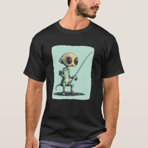 Camiseta Roupa de pesca divertida de alienígena para menino