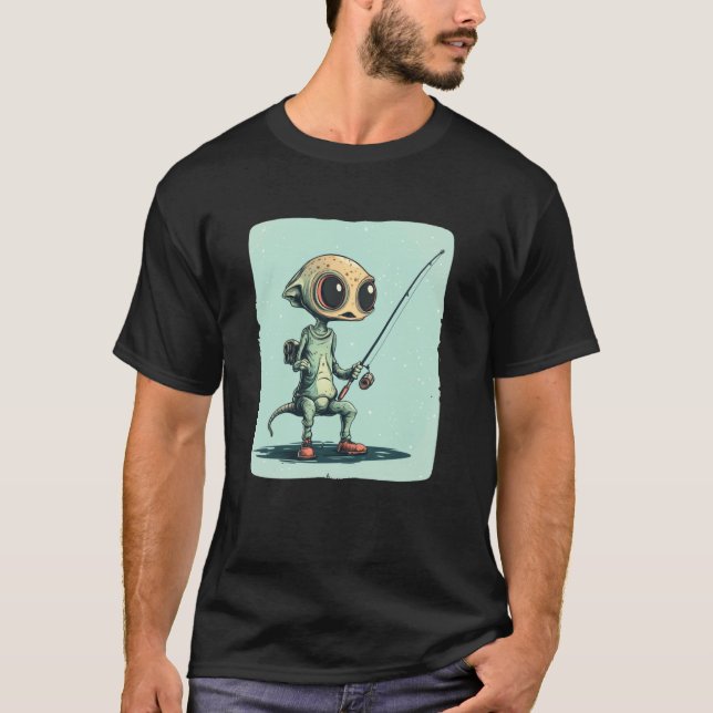Camiseta Roupa de pesca divertida de alienígena para menino (Frente)