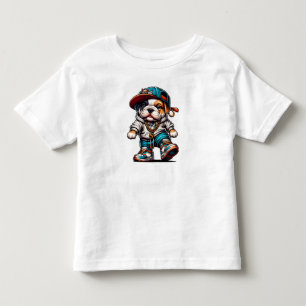 Camiseta Roupa de Rua Bonito Cachorro Bulldog Meninos