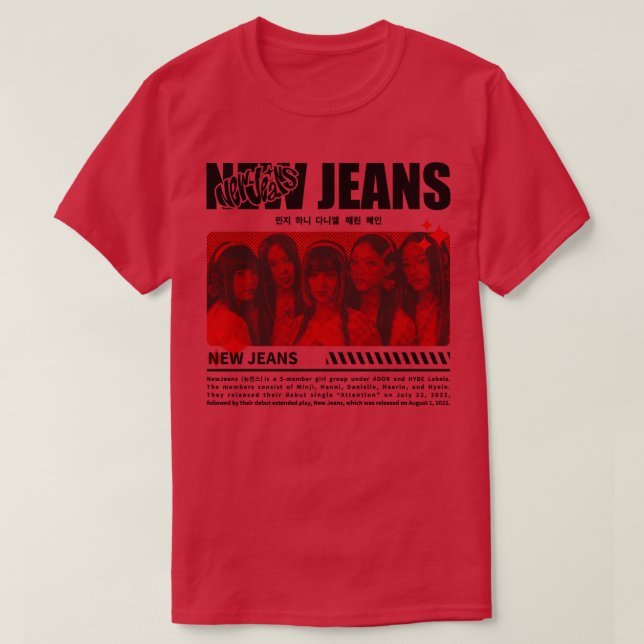 Camiseta Roupa de rua NewJeans (Frente do Design)
