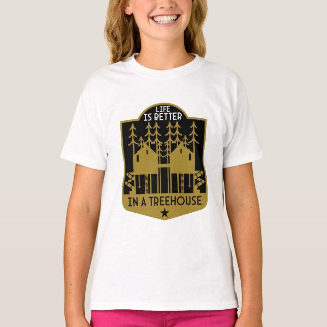 Camiseta Roupa De Treehouse E Decoração (Frente)