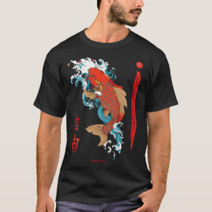 Camiseta roupa de vida de peixe koi no japão