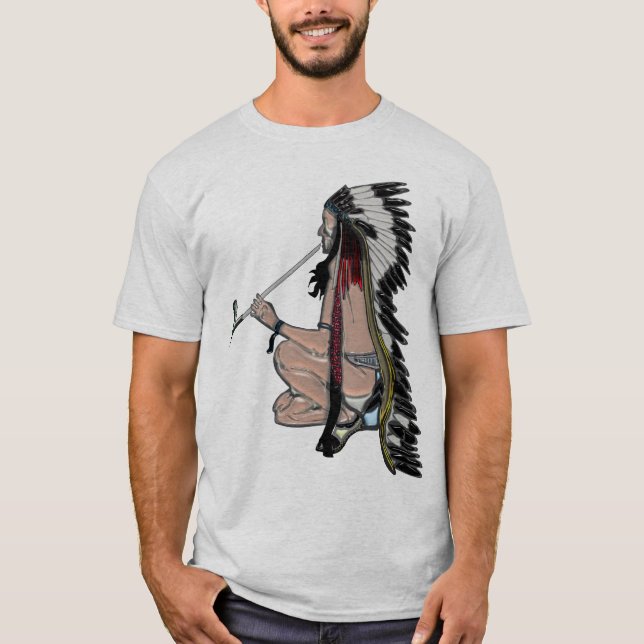 Camiseta Roupa do Peace Pipe Native American POpart (Frente)