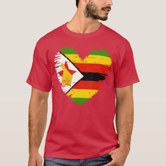 Camiseta Roupa do Zimbábue Bandeira do Coração do Zimbábue 