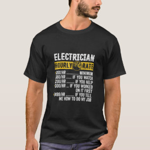 Camiseta Roupa Elétrico Engraçado, Homens com Taxa Horária
