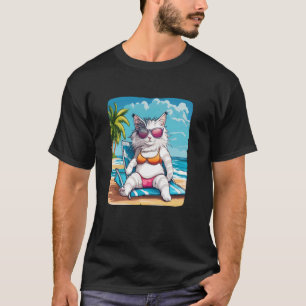 Camiseta Roupa engraçada de gato para férias de verão e dia