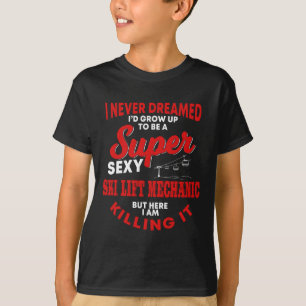 Camiseta Roupa engraçada de mecânico de elevador de esqui C