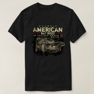 Camiseta Roupa Escuro do Rat Rods Americano Clássico