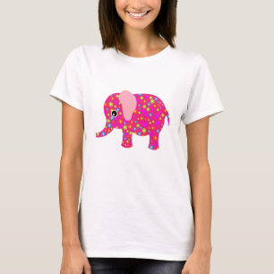 Camiseta Roupa floral cor-de-rosa do elefante