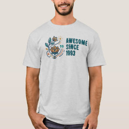 Camiseta Roupa Floral Estética Ano de Nascimento Personaliz