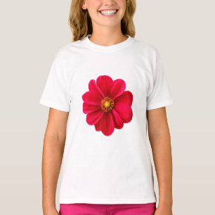 Camiseta Roupa Infantil Casual com Marca Gráfica de Flor Ún
