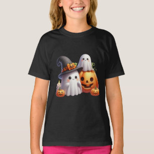 Camiseta Roupa Infantil Patch de Abóbora Boo Crew Halloween