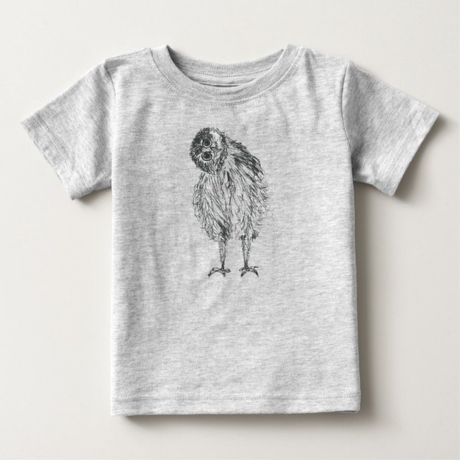 Camiseta Roupa para bebê pintinho de coruja (Frente)