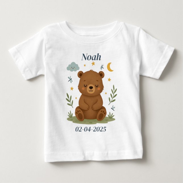 Camiseta Roupa Personalizada para Bebê – Design de Urso Per (Frente)