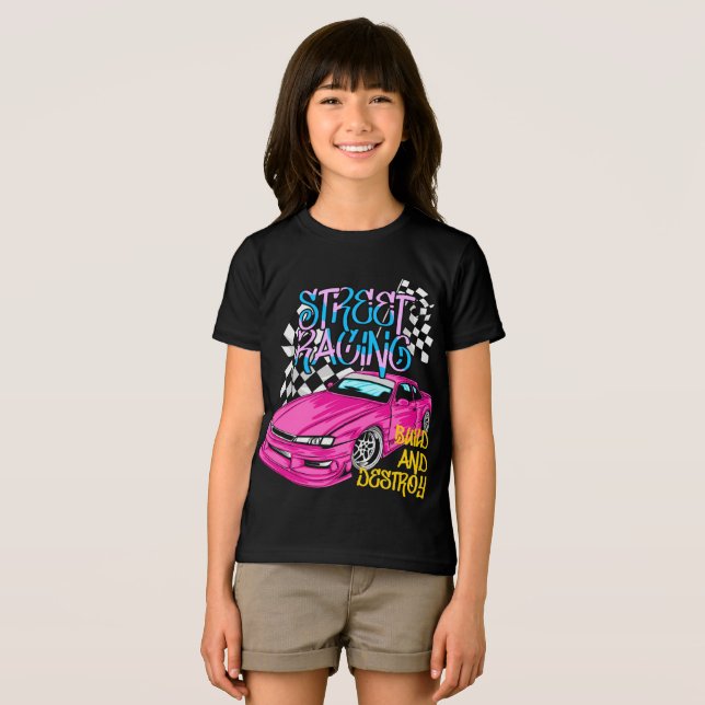 Camiseta Roupa Urbana de Carro em Corrida (Frente Completa)