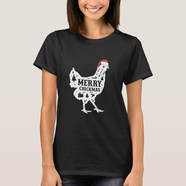 Camiseta Roupas Alegre Natal das Galinhas Presente de Natal (Frente)