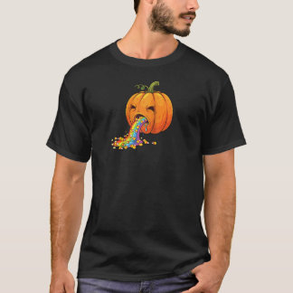 Camiseta Roupas Assustadoras Arco-Íris de Abóbora Vomitando