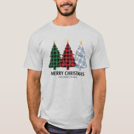 Camiseta Roupas com Charme de Natal Árvores Xadrez