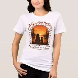 Camiseta Roupas com Silhueta de Menina e Cachorro, Presente