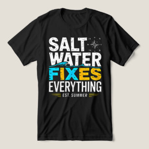 Camiseta Roupas de Amante de Praia: Água Salgada Resolve Tu