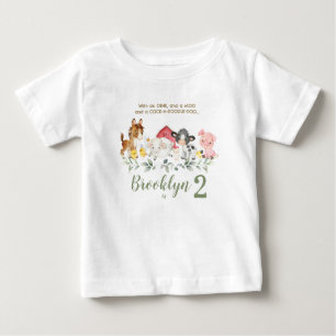 Camiseta Roupas de Aniversário de Animais da Fazenda Fofos