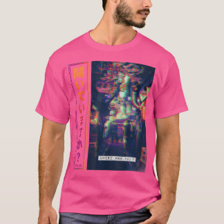Camiseta Roupas De Arte Cyberpunk Do Japão Em Vaporwave Gli