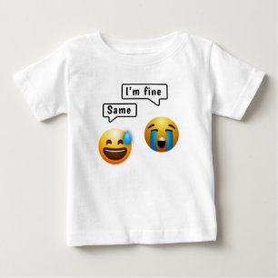 Camiseta Roupas de Bebê com Emoji de Carinha Sorridente Fof