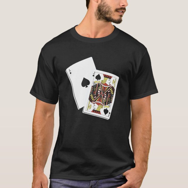Camiseta Roupas de Blackjack Carta de Baralho (Frente)